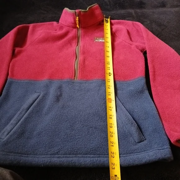LL BEAN Fleece Womens L Mountain Classic Colorblock 1/4 Zip Sweatshirt Red Green - Picture 6 of 7